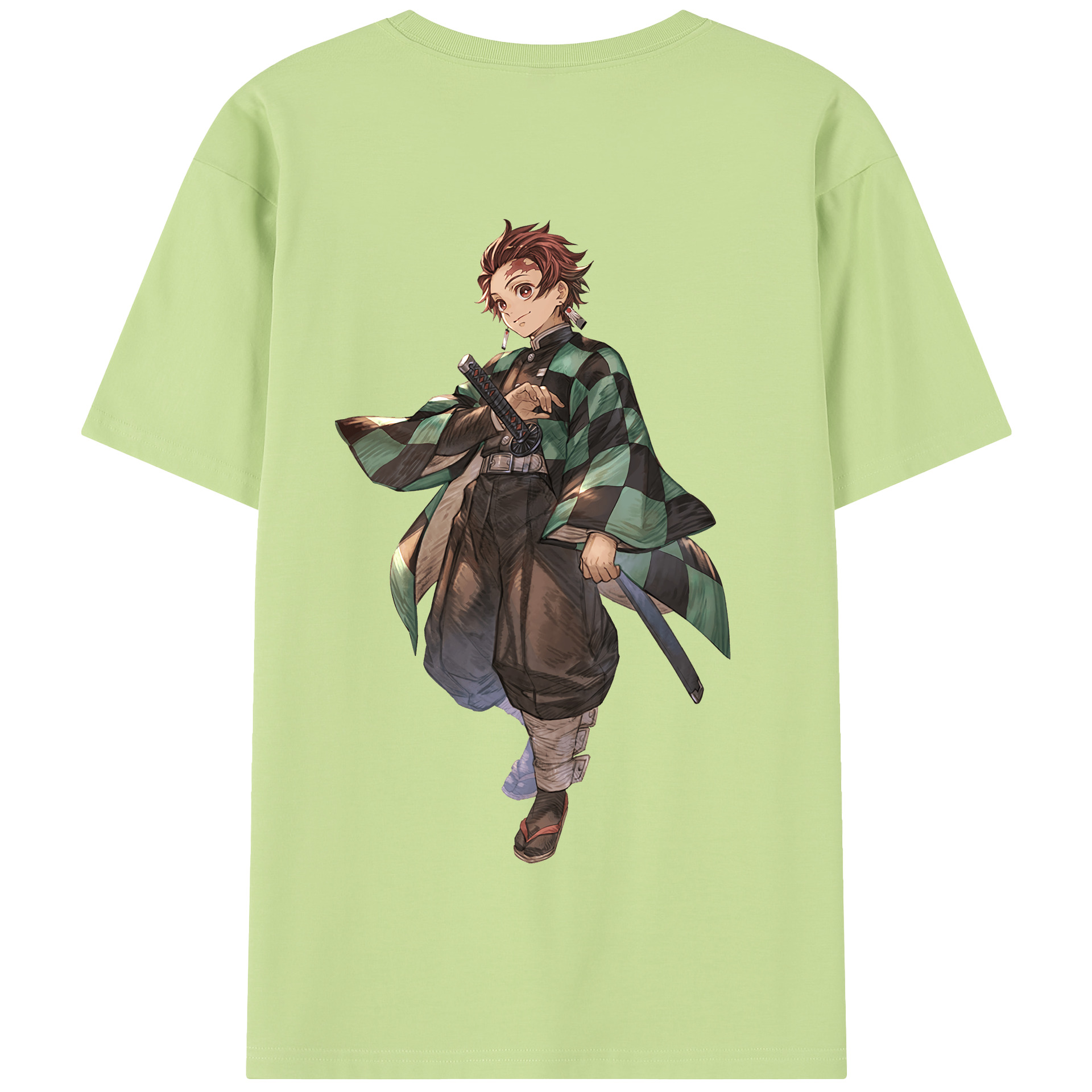 （画像用） 鬼滅の刃 竈門 炭治郎／かまど たんじろう Kamado Tanjirou 綿100％半袖Tシャツ（背面プリント）
